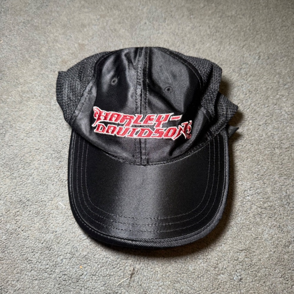 Harley-Davidson Womens Black Satin Mesh Baseball Cap Hat Embroidered Logo
